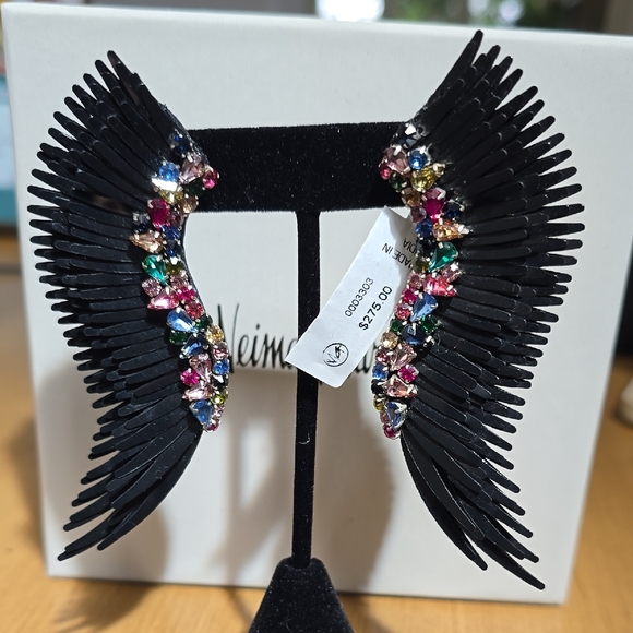 Mignonne Gavigan Jewelry - Black Wing Earrings with Multicolored Gems